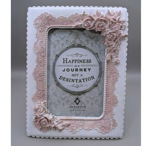 Concepts White Pink Roses Lace Shabby‎ Chic Romantic Picture Frame 4x6